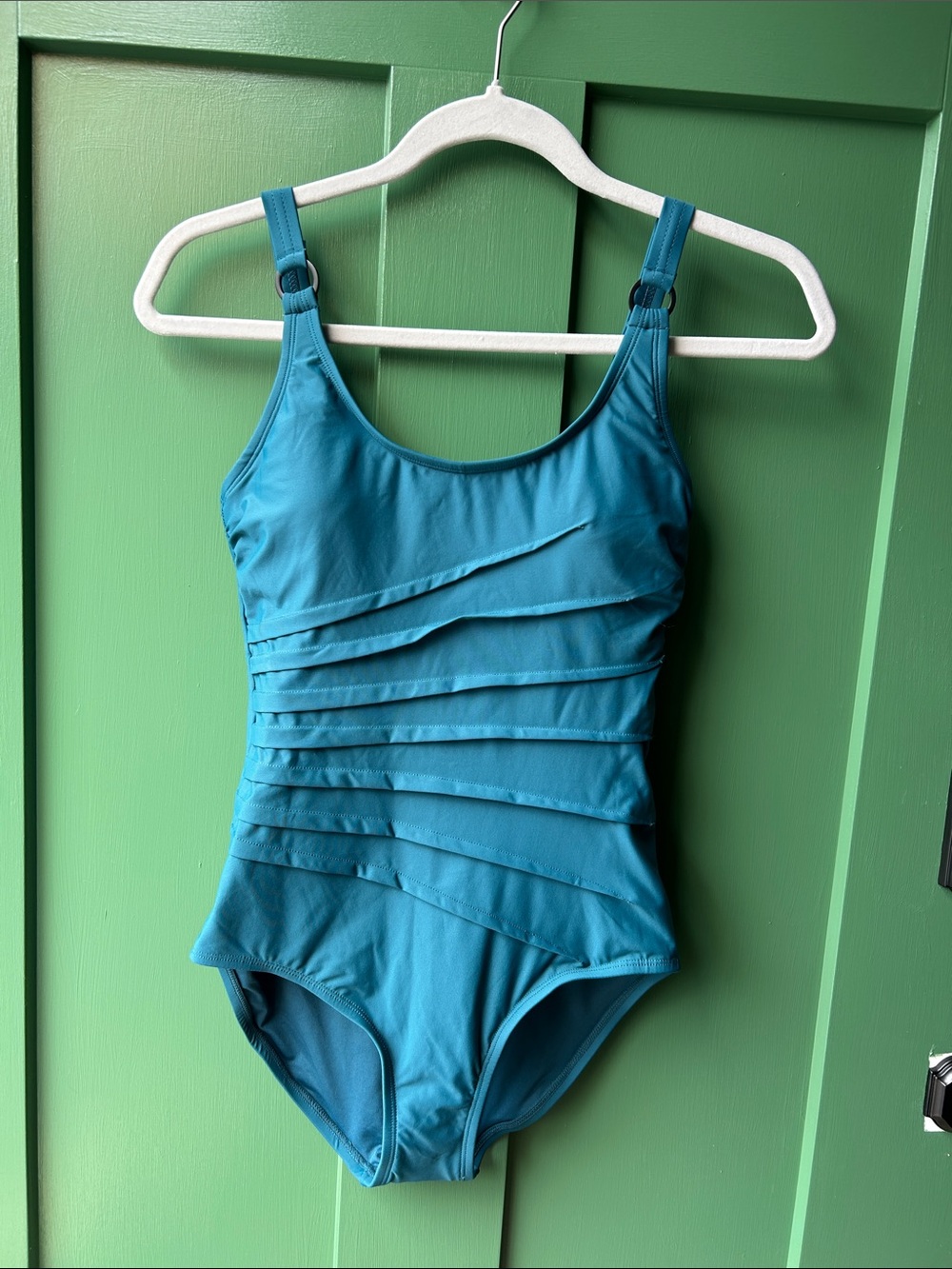 DKNY Teal Ruched One-Piece Swimsuit